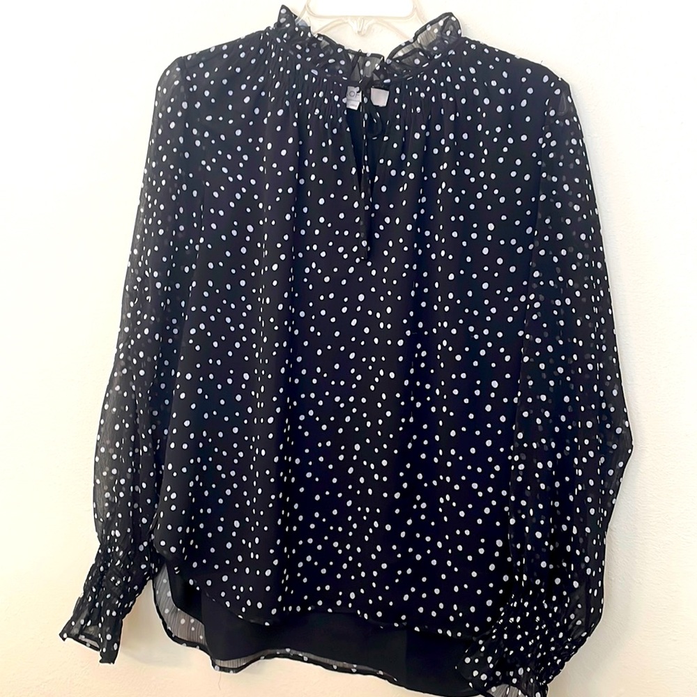 Loft Woman’s Black and White Polka Dot Blouse